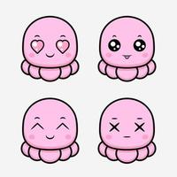 ícone de emoticon de monstro kawai bonito. estilo plano de avatar premium. vetor