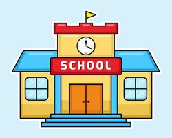 vetor de prédio escolar colorido com estilo cartoon. de volta à escola.
