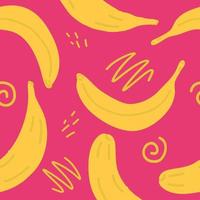 padrão sem emenda de bananas. desenhado à mão. ilustração para papel de parede, papel de embrulho, têxtil, plano de fundo. fruta de verão suculenta amarela. cor da moda 2022 vetor