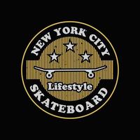 tipografia de ilustração de skate de nova york. perfeito para design de camiseta vetor