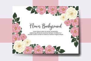 fundo de flor de banner de casamento, aquarela digital desenhada à mão modelo de design de mini flor rosa rosa vetor