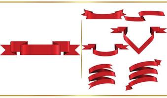 conjunto de bandeiras de vetor de fita vermelha brilhante. coleção de fitas. ilustração de desenho vetorial