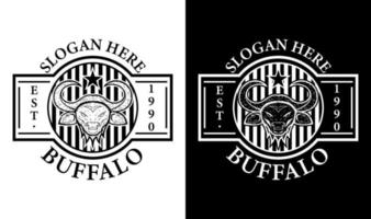 inspiração de design de logotipo de emblema retrô vintage de búfalo vetor