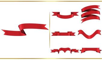 conjunto de bandeiras de vetor de fita vermelha brilhante. coleção de fitas. ilustração de desenho vetorial
