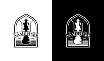 inspiração de design de logotipo de emblema retrô vintage de xadrez elegante vetor