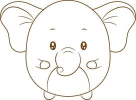 desenho de adesivo de desenho fofo de elefante para colorir