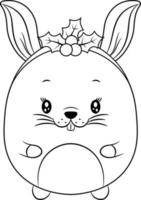 Esboço de adesivo de desenho fofo de coelho para colorir