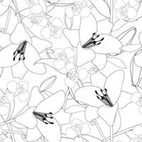 contorno de flor de lírio e íris no fundo branco vetor