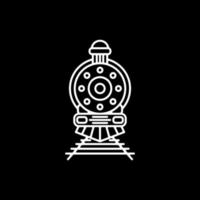 trem antigo com estilo de arte de linha em fundo preto, design de logotipo vetorial editável vetor