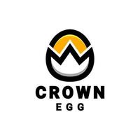 combinação de coroa com ovo em fundo branco, design de logotipo vetorial editável vetor