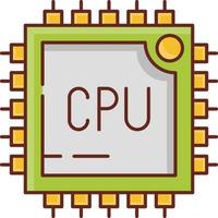 ilustração vetorial de CPU em um fundo transparente. símbolos de qualidade premium. ícone de cor plana de linha vetorial para conceito e design gráfico. vetor