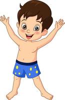 desenho animado menino feliz em um maiô de verão vetor