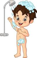 garotinho fofo tomando banho vetor