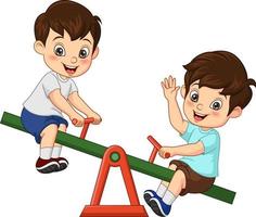 desenho animado dois garotinho jogando gangorra