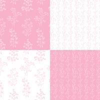 mão-de-rosa e branca desenhada padrões florais botânicos vetor