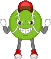 personagem de bola de tênis com raiva dos desenhos animados vetor