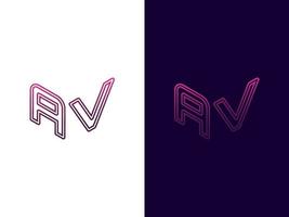 letra inicial av design de logotipo 3d minimalista e moderno vetor