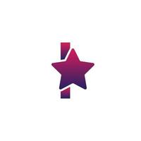 vetor eu design de logotipo de letra inicial com estrela