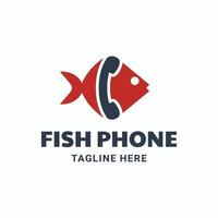 combinação de design de logotipo vetorial de telefone e peixe vetor