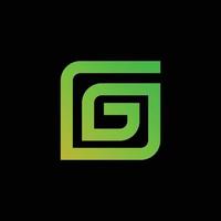 letra inicial g, g em fundo preto, design de logotipo de vetor minimalista plano
