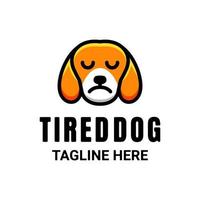 design de logotipo de mascote vetorial simples cão cansado para, ícone, camisetas ou como desejar vetor