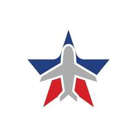 avião estrela em fundo branco, design de logotipo vetorial minimalista vetor