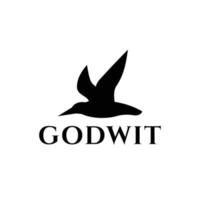 pássaro gotwit em fundo branco, design de logotipo de vetor minimalista plano