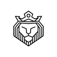 rei leão com estilo de arte de linha, design de logotipo vetorial na cor preto e branco vetor