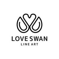 combinação de design de logotipo vetorial de amor e cisne vetor