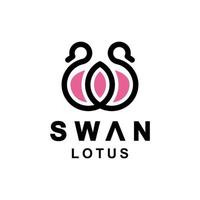 combinação de linha de cisne com flor de lótus em fundo branco, design de logotipo vetorial editável vetor