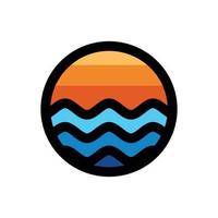 onda do mar panorâmico de design de logotipo vetorial com estilo de arte de linha vetor