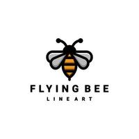 desenho de logotipo é criado no estilo de arte de linha que forma a abelha vetor