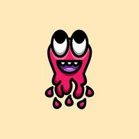 design de monstro rosa com estilo de desenho animado de mascote vetor