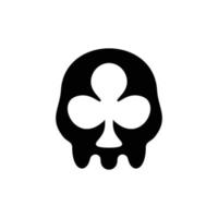 combinação de design de logotipo vetorial crânio e pôquer encaracolado de folha vetor