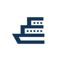 combinação de navio com letra c, em fundo branco, design de logotipo de vetor minimalista plano