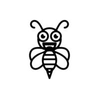 abelha com estilo de arte de linha em fundo branco, vetor de logotipo de design editável