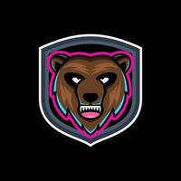urso no fundo preto, design de logotipo de vetor de desenho animado editável