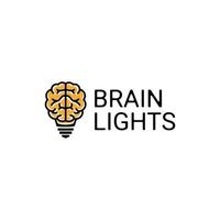 combinação de design de logotipo de duplo significado de cérebro e luzes vetor