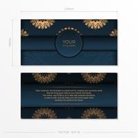 modelo de cartão de convite azul escuro com ornamento indiano. elementos vetoriais elegantes e clássicos prontos para impressão e tipografia. vetor