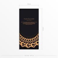 modelo de cartão de convite de ouro preto escuro com ornamentos indianos brancos. elementos elegantes e clássicos prontos para impressão e tipografia. ilustração vetorial. vetor