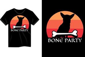 design de camiseta retrô de cachorro de festa de osso vetor