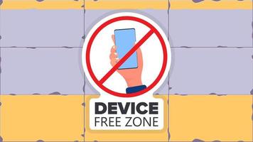 ícone de mão riscado com um telefone. o conceito de proibição de dispositivos, zona livre de dispositivos, desintoxicação digital. vetor. vetor