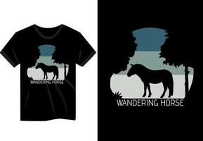 design de camiseta vintage de cavalo errante vetor