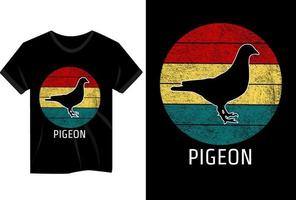 design de camiseta retrô vintage de pombo vetor