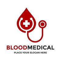 modelo de logotipo de vetor médico de sangue. este design usa o símbolo do estetoscópio. adequado para médicos.