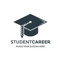 modelo de logotipo de vetor de carreira de estudante. este design usa o símbolo de gravata e chapéu. adequado para educação ou trabalho.