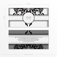 modelo de cartão de convite retangular branco luxuoso com ornamento abstrato vintage. elementos vetoriais elegantes e clássicos prontos para impressão e tipografia. vetor