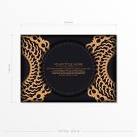 modelo de cartão postal ouro preto escuro com ornamento abstrato branco. elementos elegantes e clássicos são ótimos para decorar. ilustração vetorial. vetor