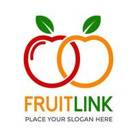 modelo de logotipo de vetor de link de frutas. este design usa o símbolo laranja e maçã. adequado para negócios de alimentos.