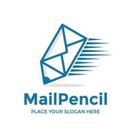 modelo de logotipo de vetor de lápis de e-mail. este design usa o símbolo do envelope. adequado para negócios.
